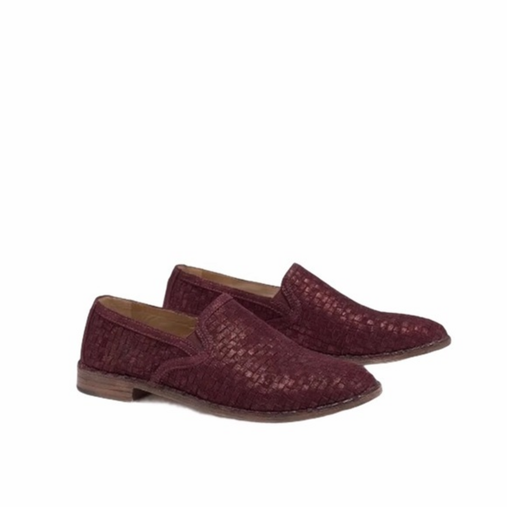 NEW Trask Amanda Maroon Burgundy Woven Slip‎ On Loafers Flats Size 6